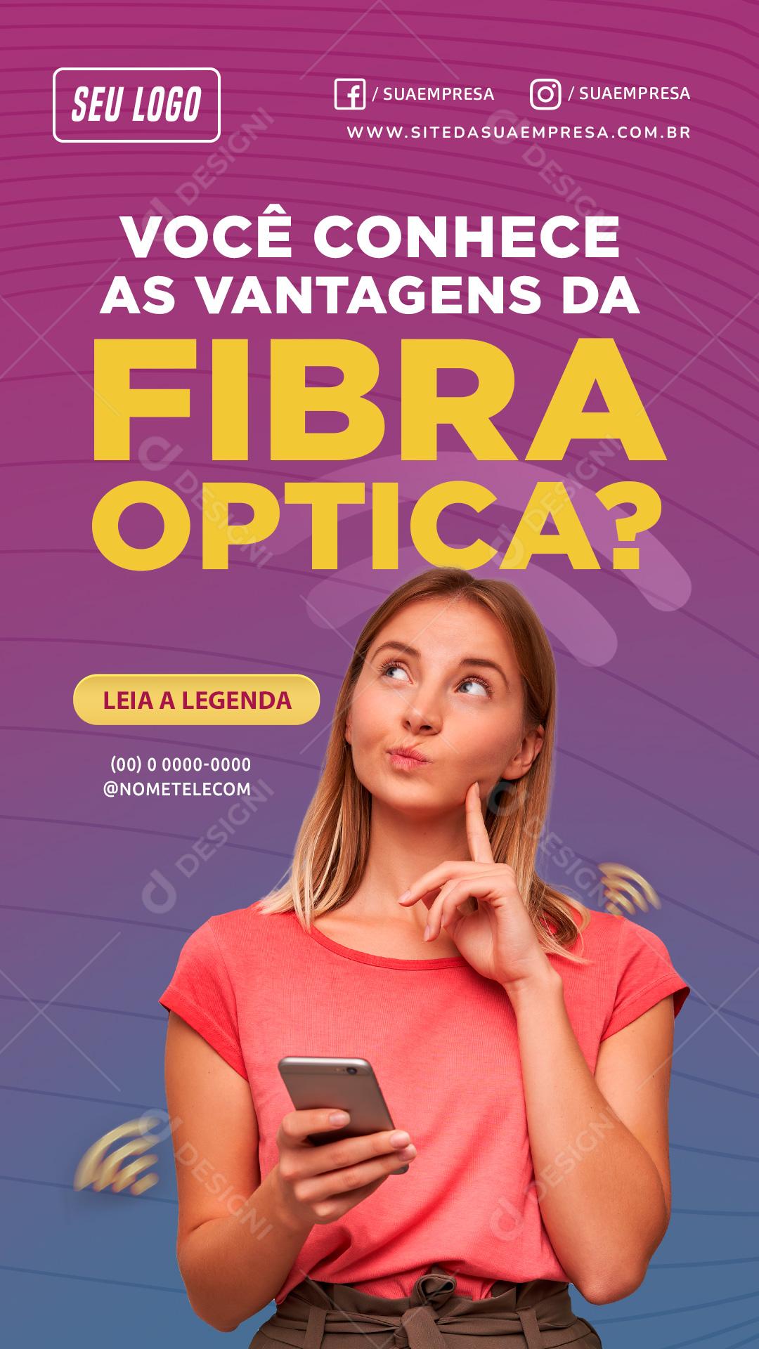 Você Conhece As Vantagens Da Fibra Ótica Social Media PSD Editável