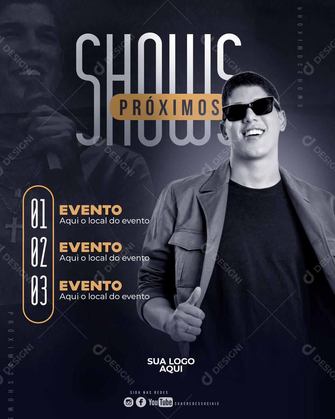 Flyer Cantor Zé Vaqueiro Próximos Shows Social Media PSD Editável