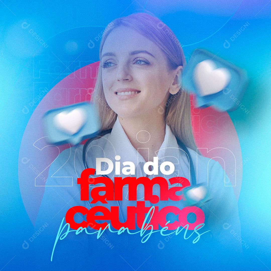 Dia Do Farmacêutico 20 De Janeiro Parabéns Social Media PSD Editável
