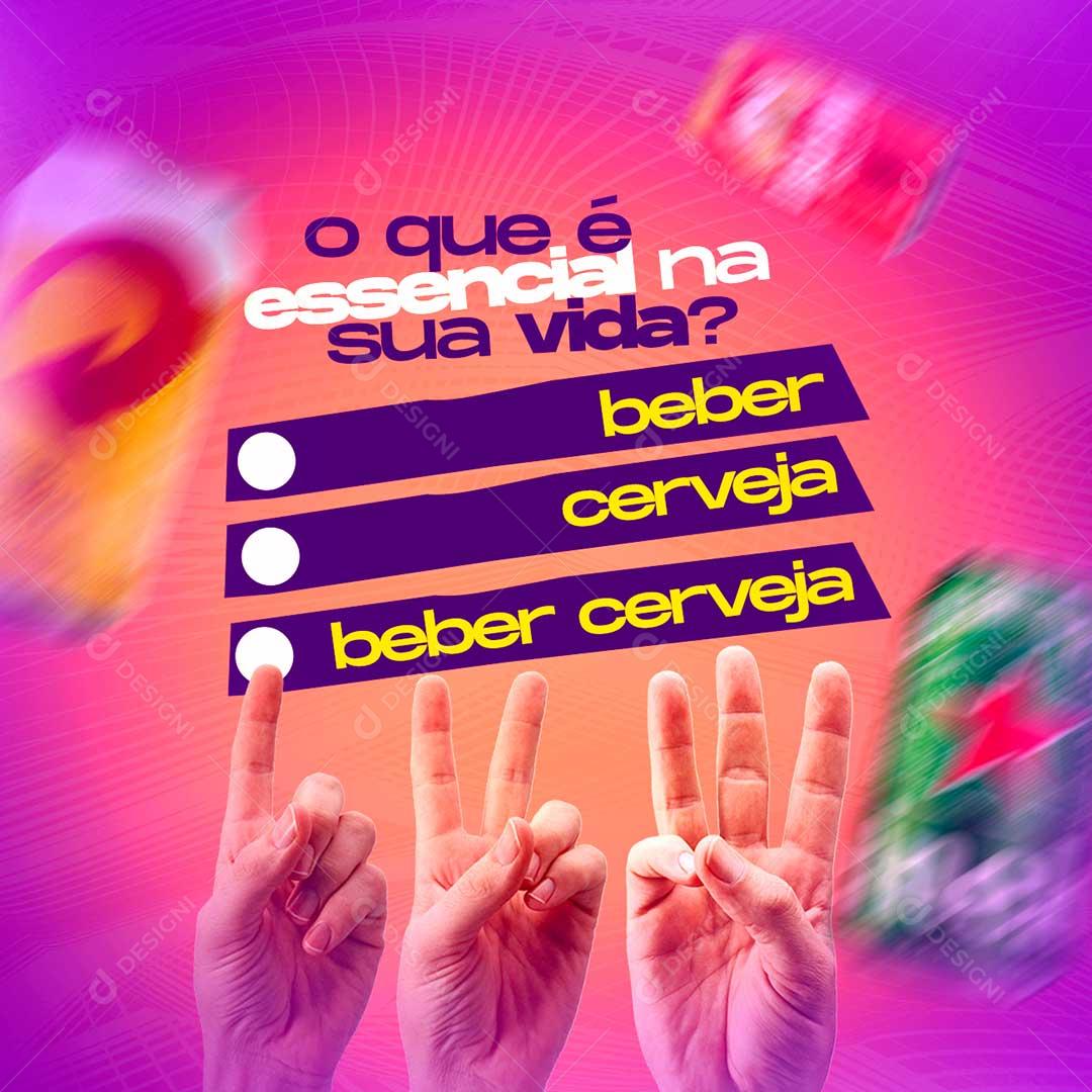 Social Media O Que É Essencial Na Sua Vida Beber Cerveja PSD Editável