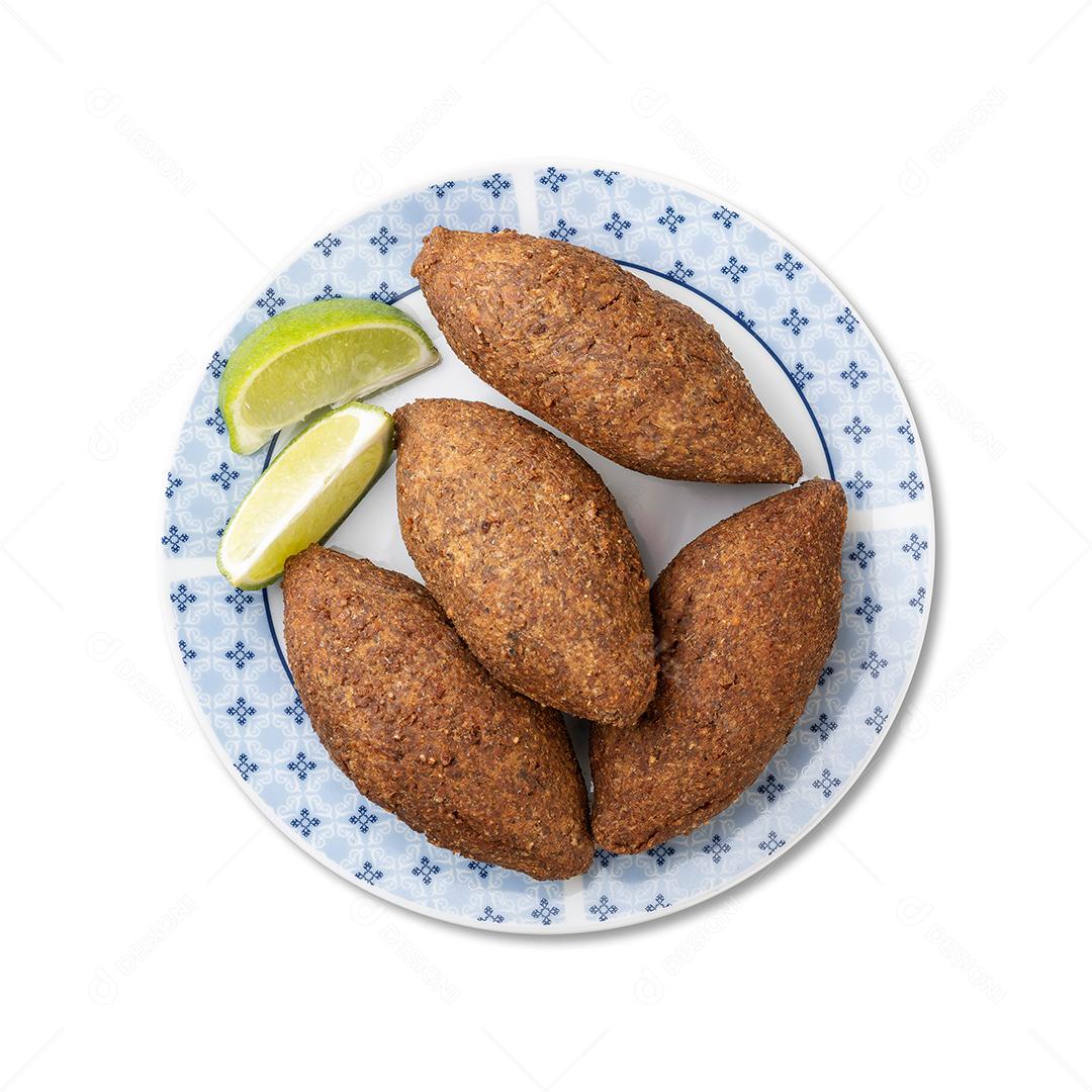 Kibbeh Frito Árabe Tradicional Isolado Sobre Fundo Branco Imagens jpg