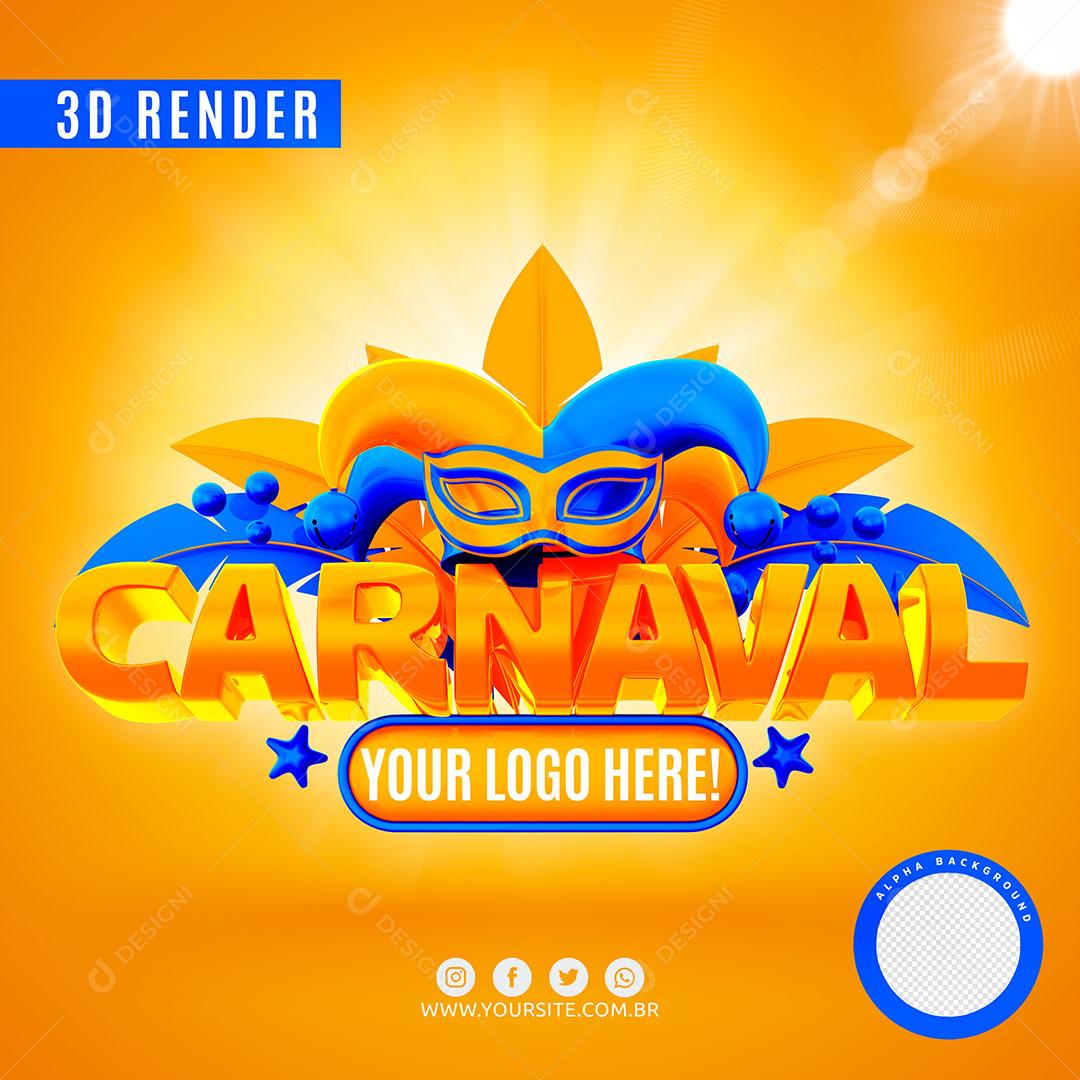 Carnaval Selo 3D Lanjado Para Composição Logo Editável PSD