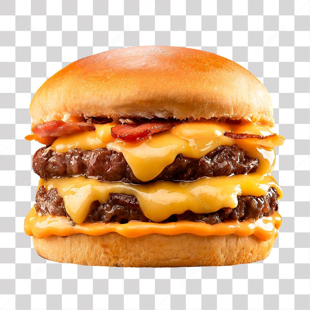 Hamburguer x Duplo Carne Queijo Cheddar PNG Transparente
