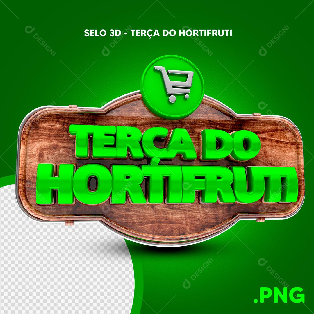 Selo 3D Para Composição Terça Do Hortifruti PSD Editável