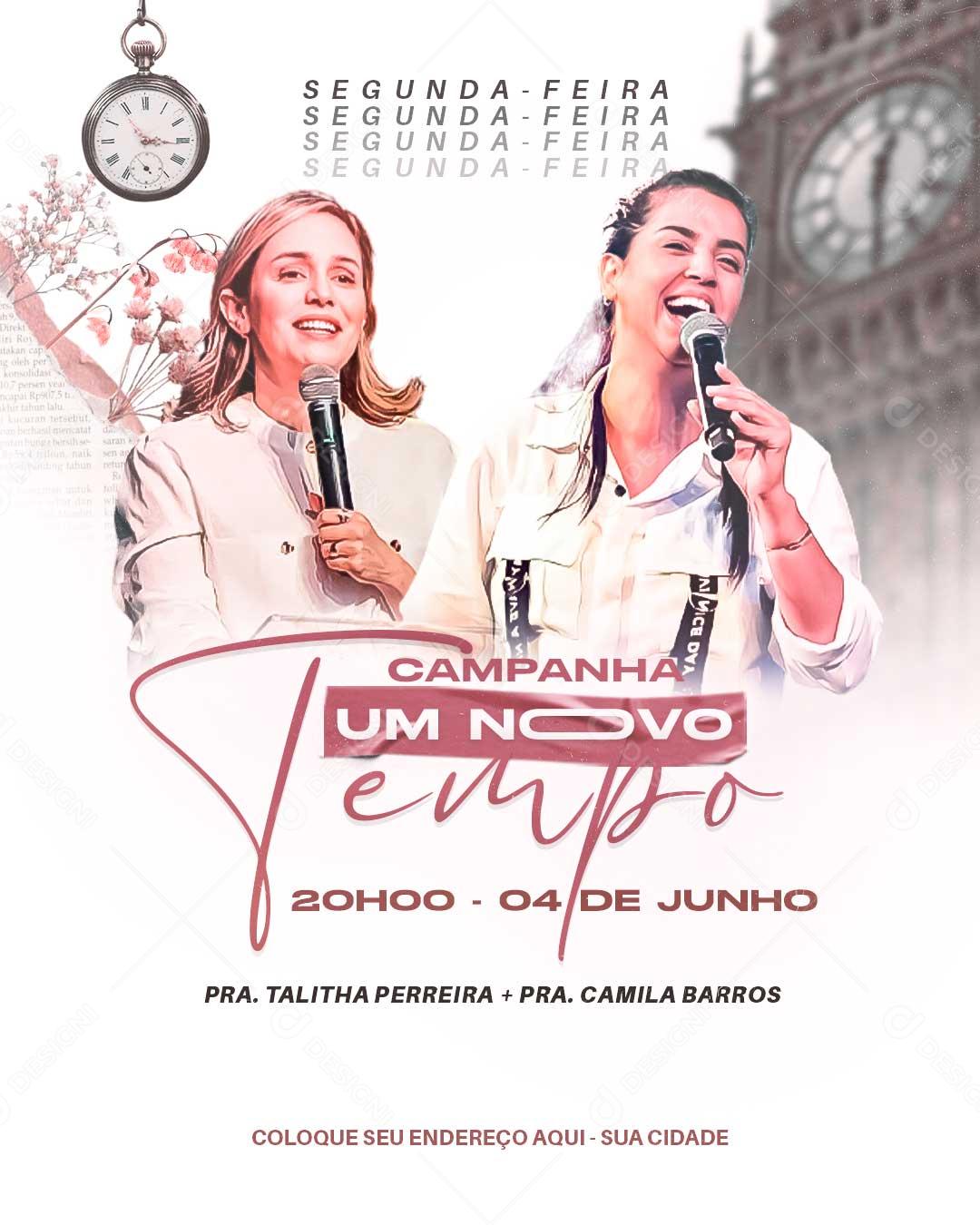 Igreja Culto Campanha Um Novo Tempo Social Media PSD Editável