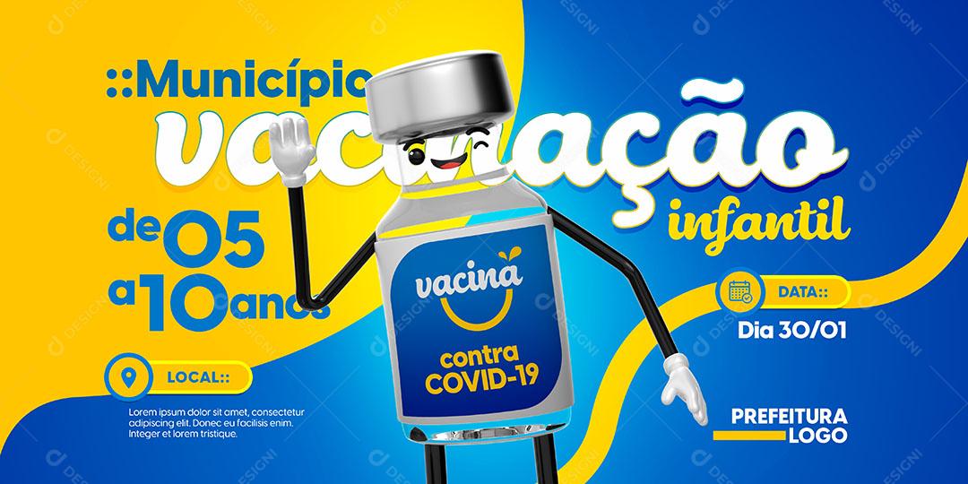Social Media Banner Da Vacina De Covid Prefeitura PSD Editável