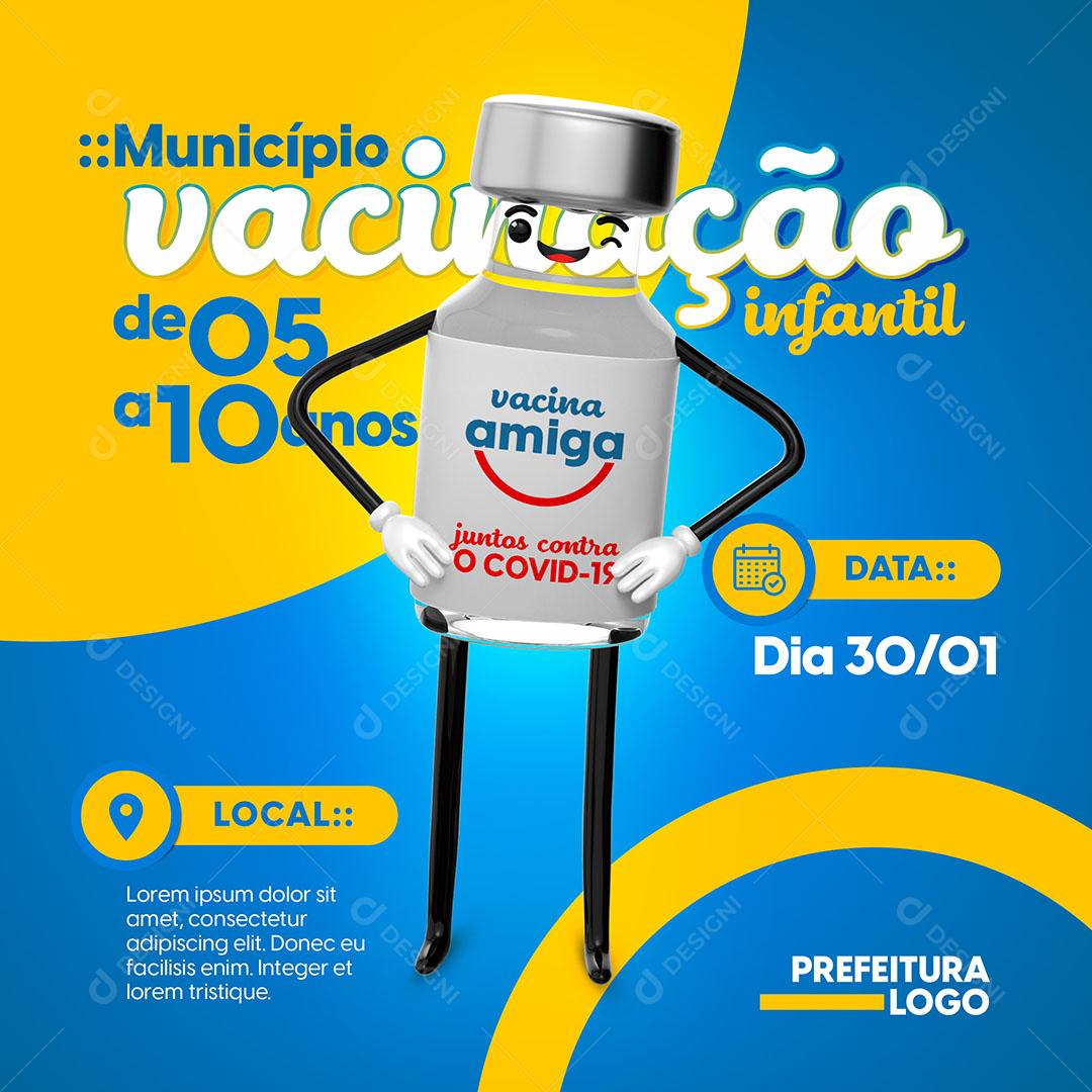 Social Media Vacina De Covid Prefeitura PSD Editável