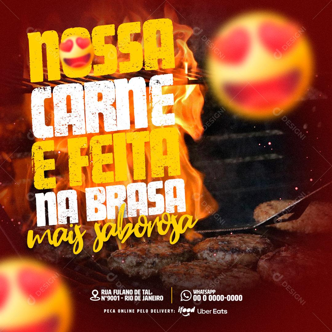 Restaurant Our Meat Is Cooked On The Most Tasty PSD Editable