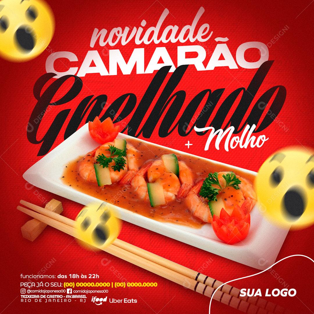 Social Media Novidade Camarão Grelhado Molho PSD Editável