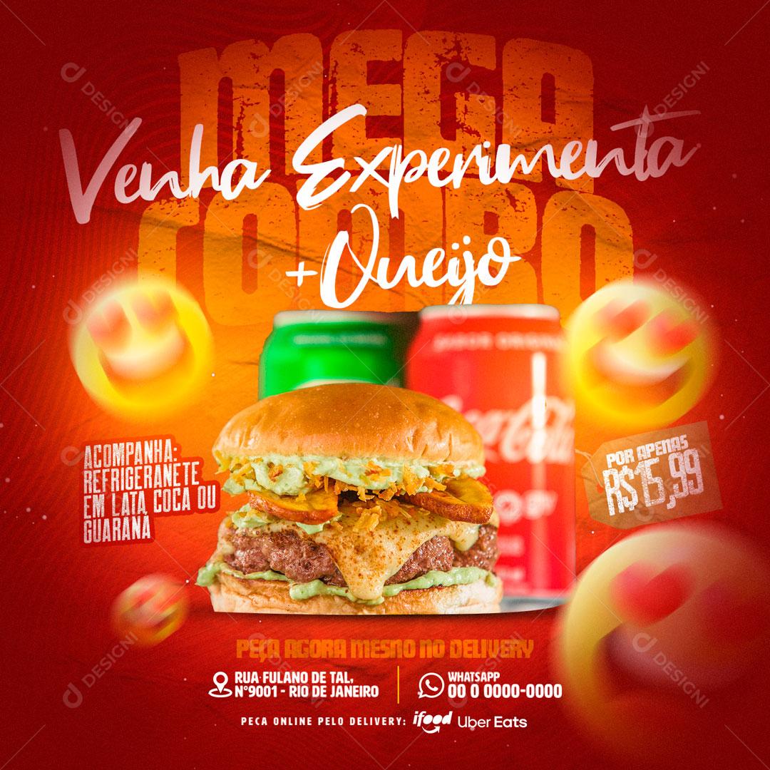 Hamburgueria Venha Experimenta + Queijo Social Media PSD Editável