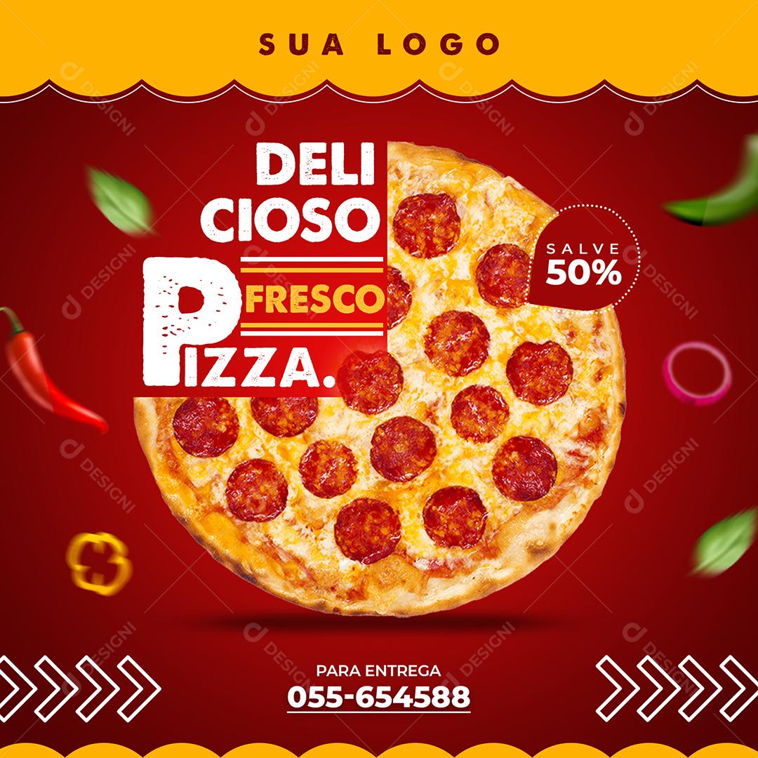 Social Media Delicioso Fresco Pizza PSD Editável