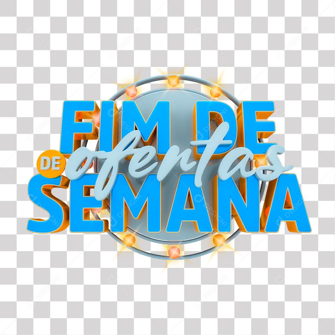 Fim de Semana de Ofertas Selo 3D Azul PNG Transparente