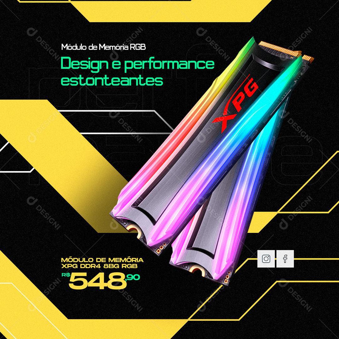 Social Media Loja De Informática Modulo De Memória RGB PSD Editável