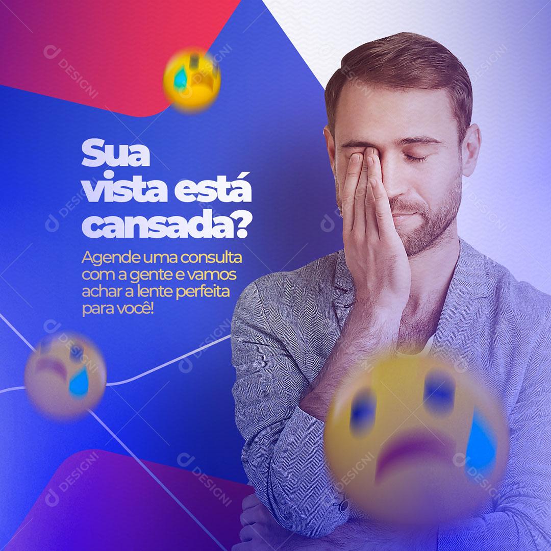 Social Media Sua Vista Está Cansada Ótica PSD Editável
