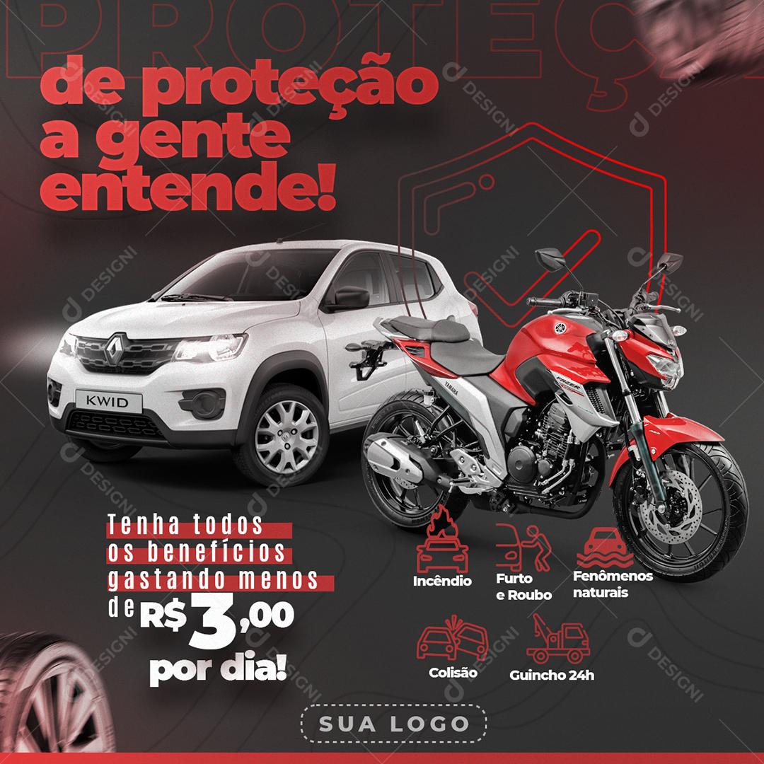Social Media Borracharia Carro Seguro Automovel Proteção PSD Editável