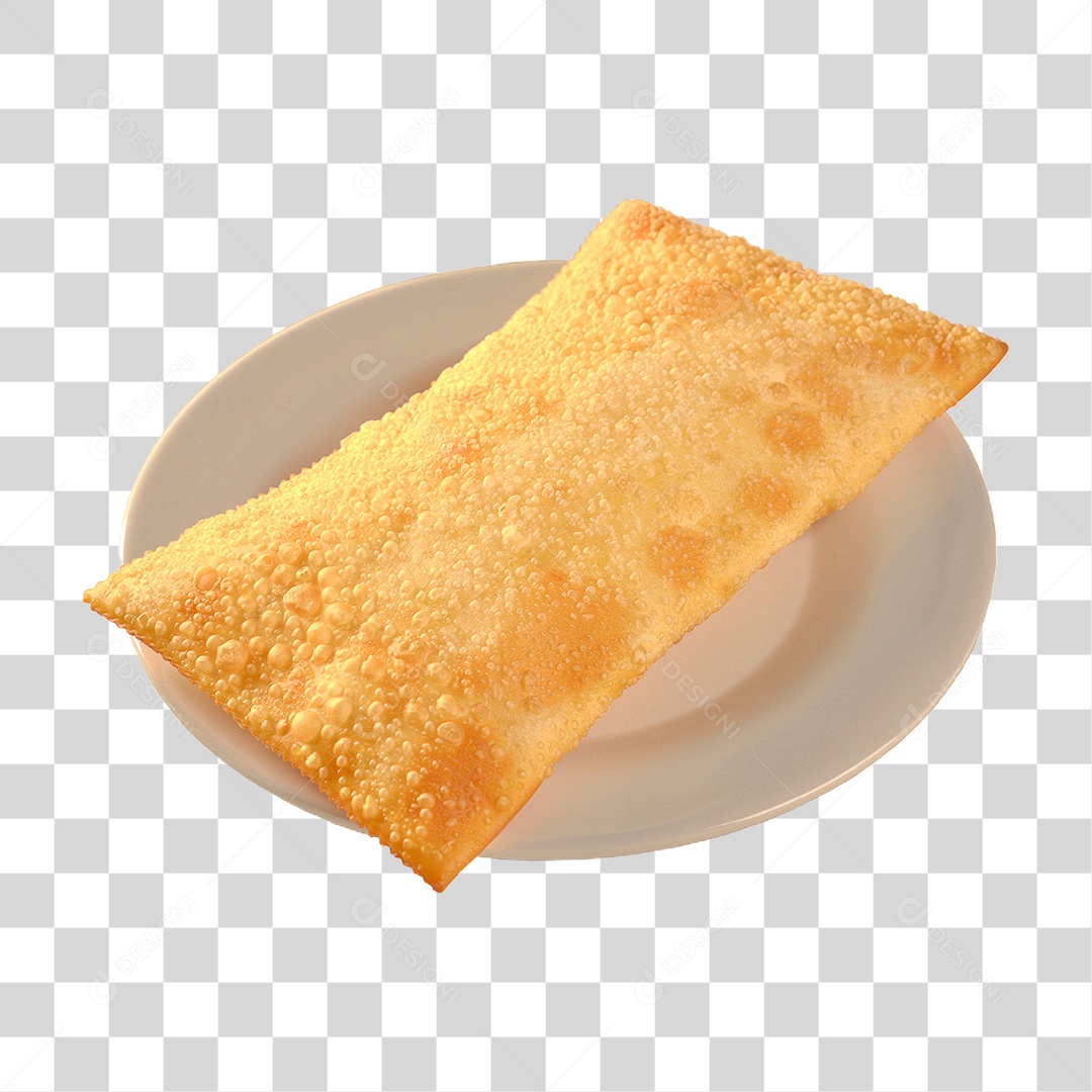 Pastel Frito Grande Servido em Prato PNG Transparente