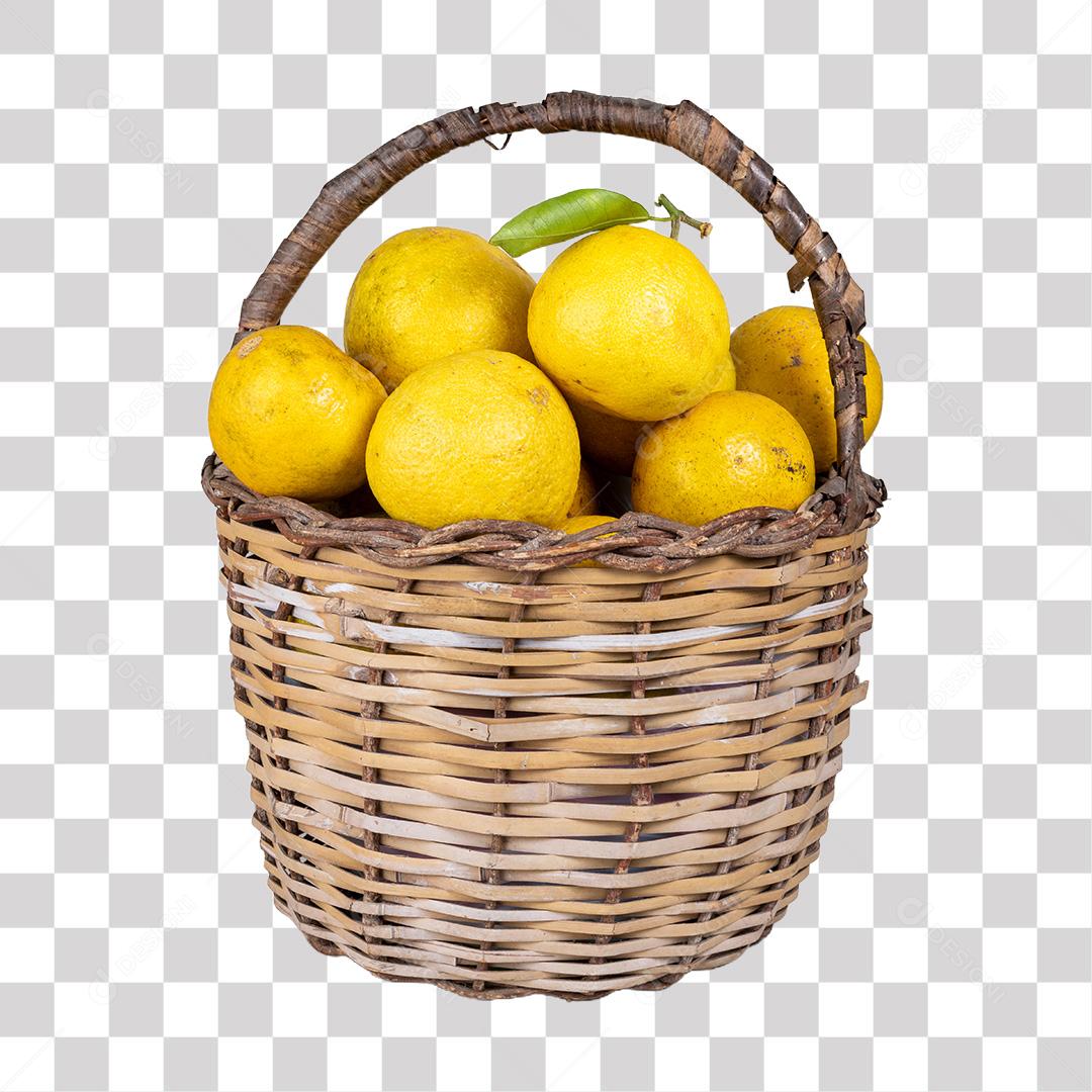 Foto Cesta de Frutas Artesanal Cheia de Tangerina Pokan PNG Transparente