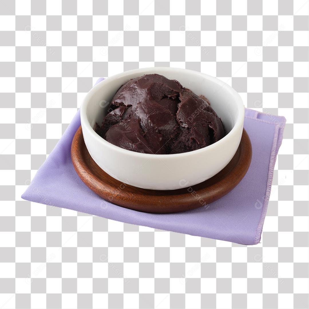 Recipiente Com Açaí em Cima de Pano Roxo PNG Transparente