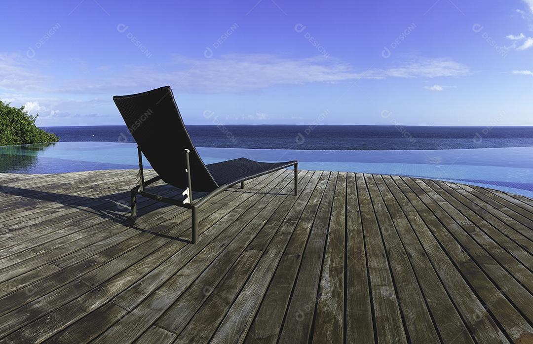 Infinity Pool Overlooking the Sea and Blue Sky Image JPG