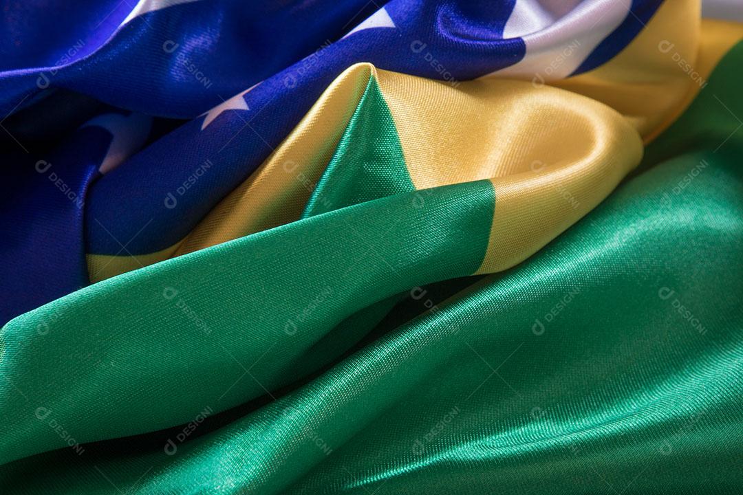 Detalhe da Textura da Bandeira Brasileira de Perto Imagem JPG