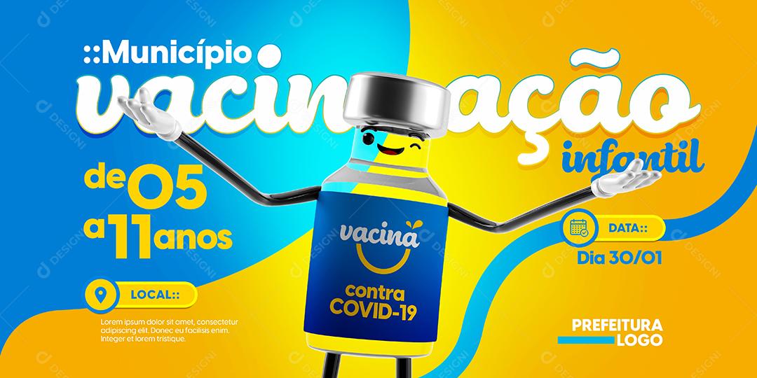 Banner Município Vacinação Infantil Crianças Social Media PSD Editável