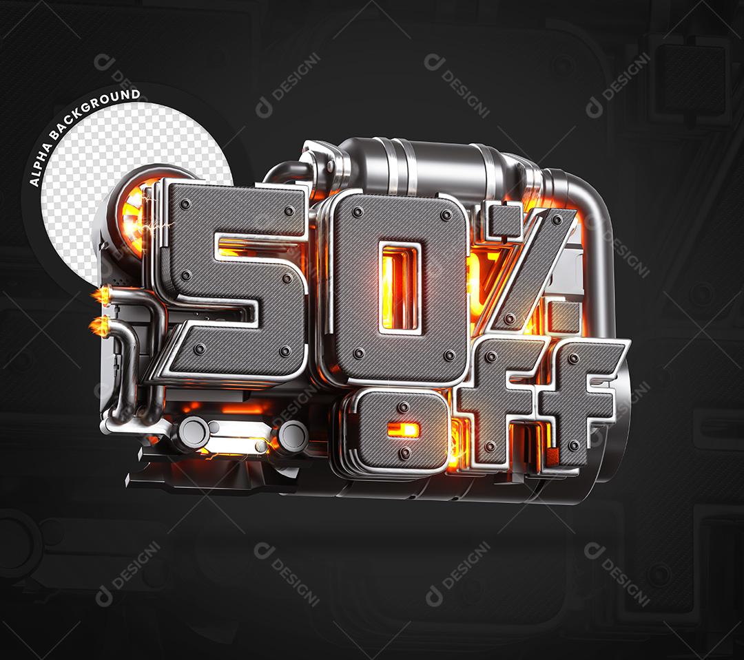 Elemento 3D 50% Off Para Composição PSD