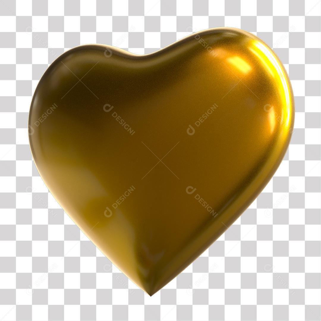 Coração 3D Amarelo Elemento Para Composição PNG Transparente Sem Fundo