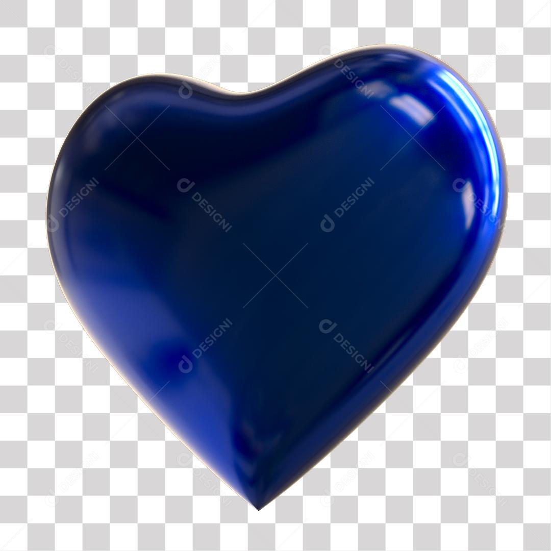 Coração 3D Azul Elemento Para Composição PNG Transparente Sem Fundo