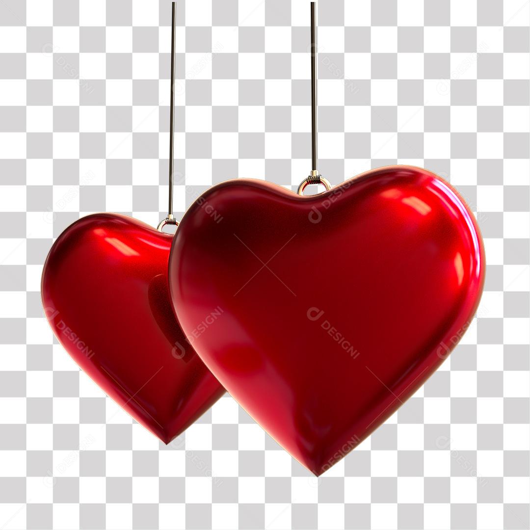 Corações Vermelho Elemento 3D Para Composição PNG