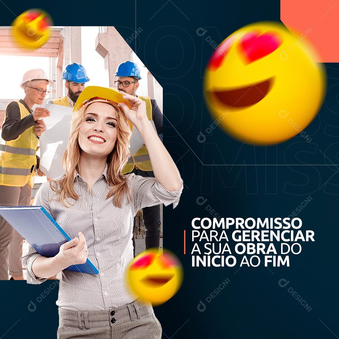 Social Media Engenharia Compromisso Para Gerenciar A Sua Obra PSD Editável