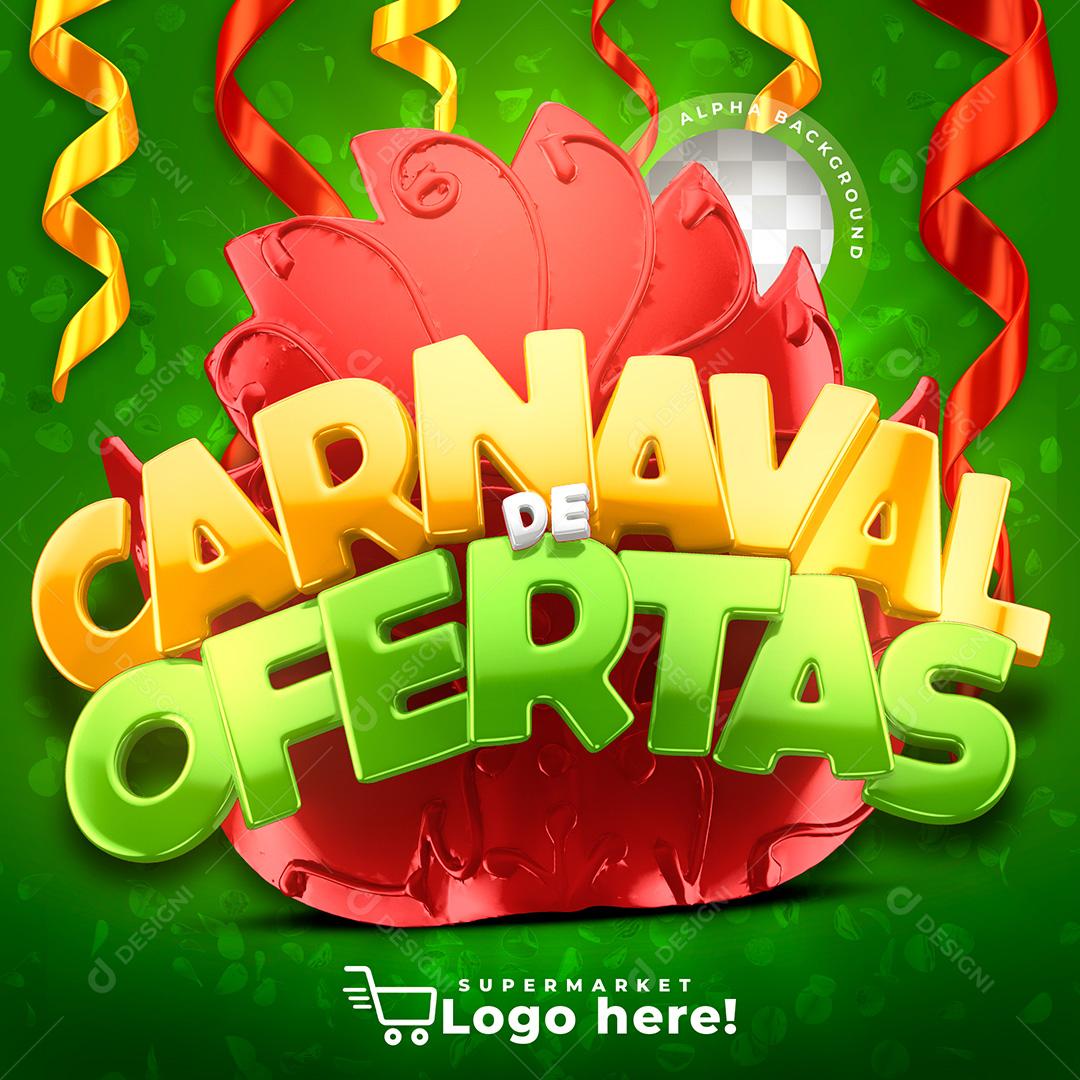 Selo 3D Carnaval De Ofertas Para Composição PSD Editável