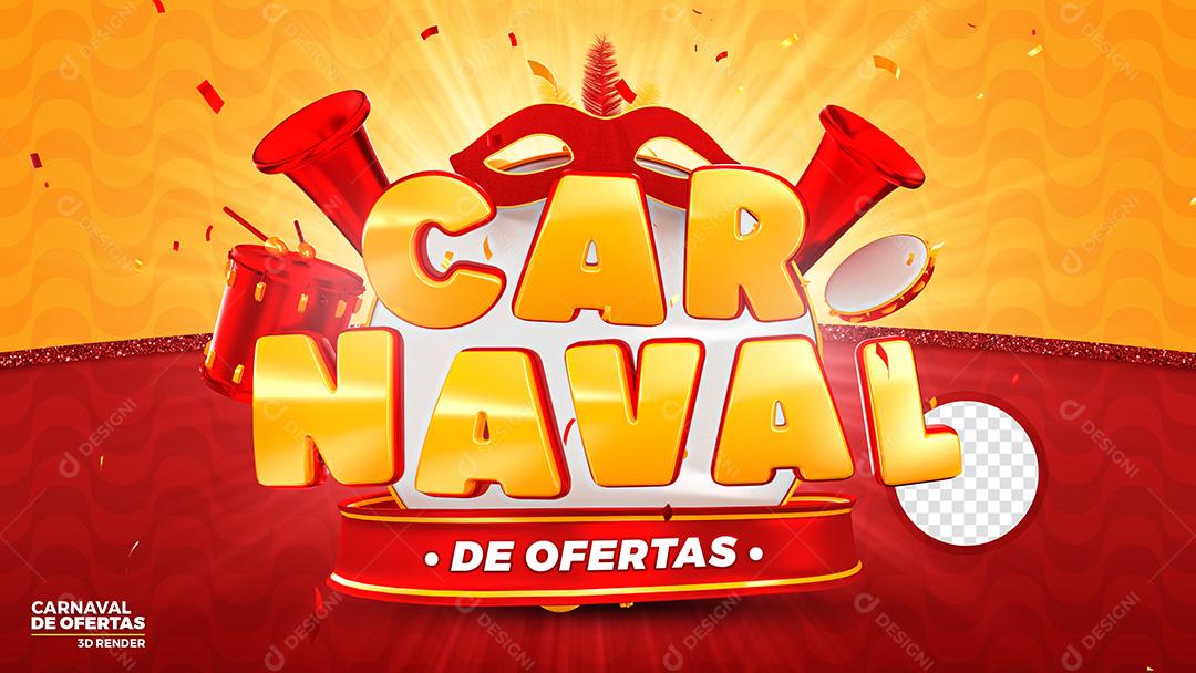Carnaval De Ofertas Vermelho Amarelo Selo 3D Para Composição PSD Premium