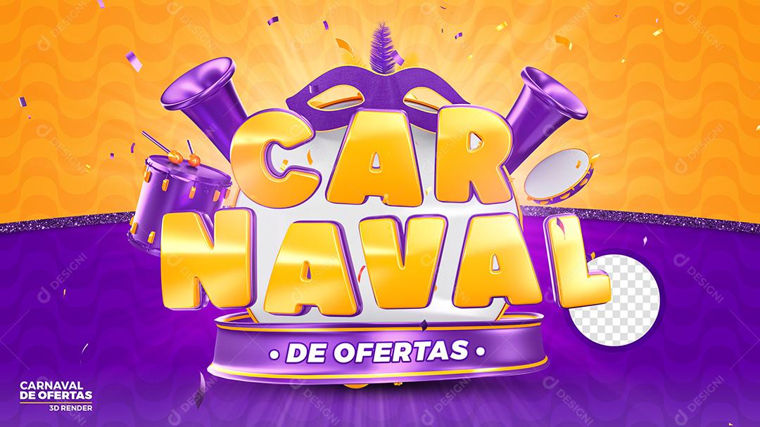 Carnaval De Ofertas Roxo Amarelo Selo 3D Para Composição PSD Premium