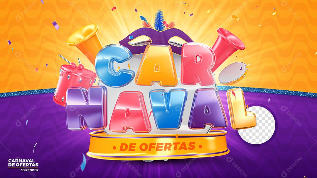 Carnaval De Ofertas Colorido Selo 3D Para Composição PSD Premium