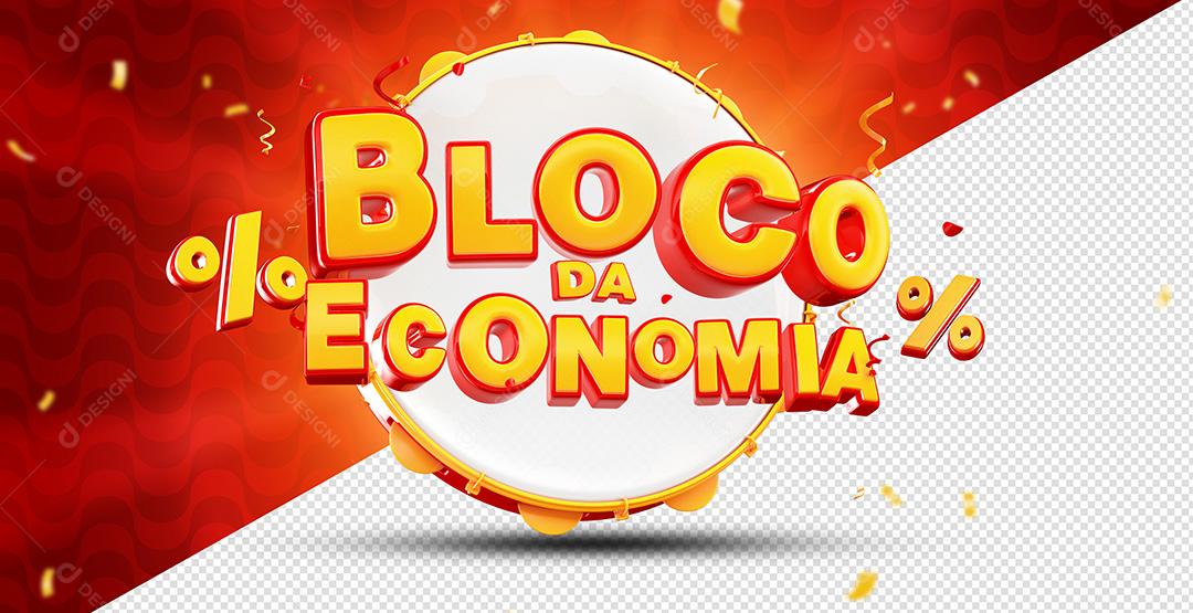 Bloco Da Economia Vermelho Amarelo Selo 3D Para Composição PSD Premium