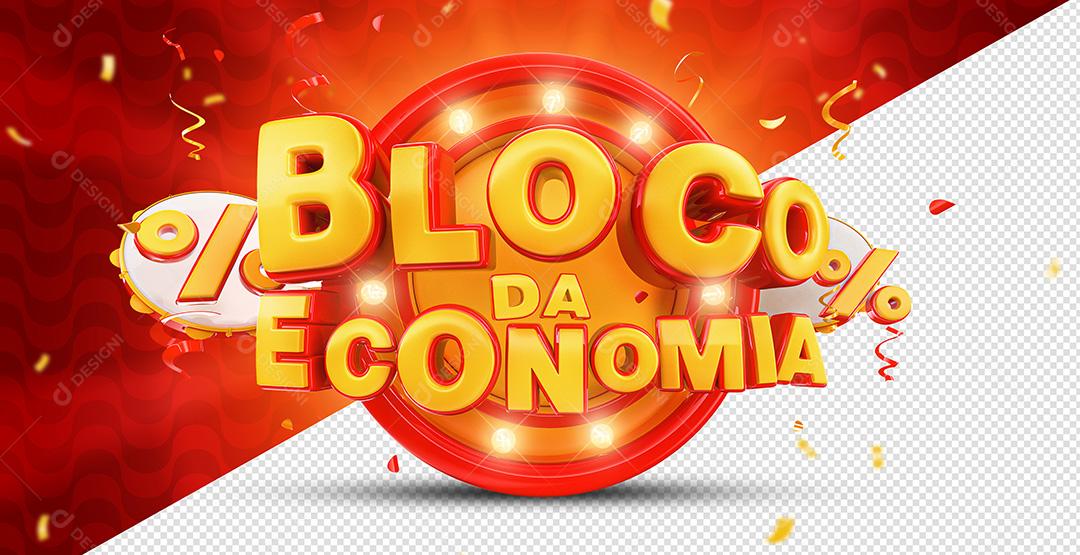 Bloco Da Economia Vermelho Amarelo Selo 3D Para Composição PSD Premium