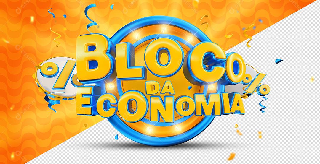 Bloco Da Economia Selo 3D Para Composição PSD Premium