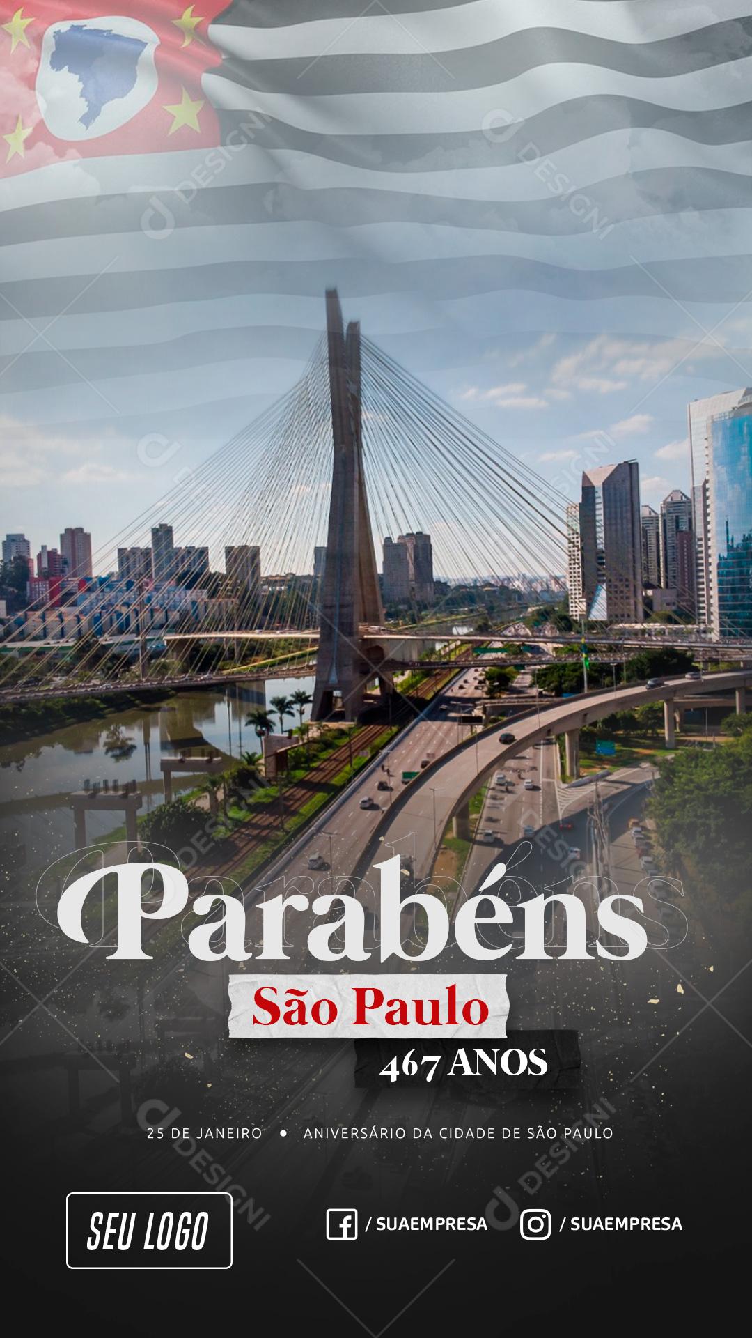 Social Media Story Parabéns São Paulo 467 Anos PSD Editável