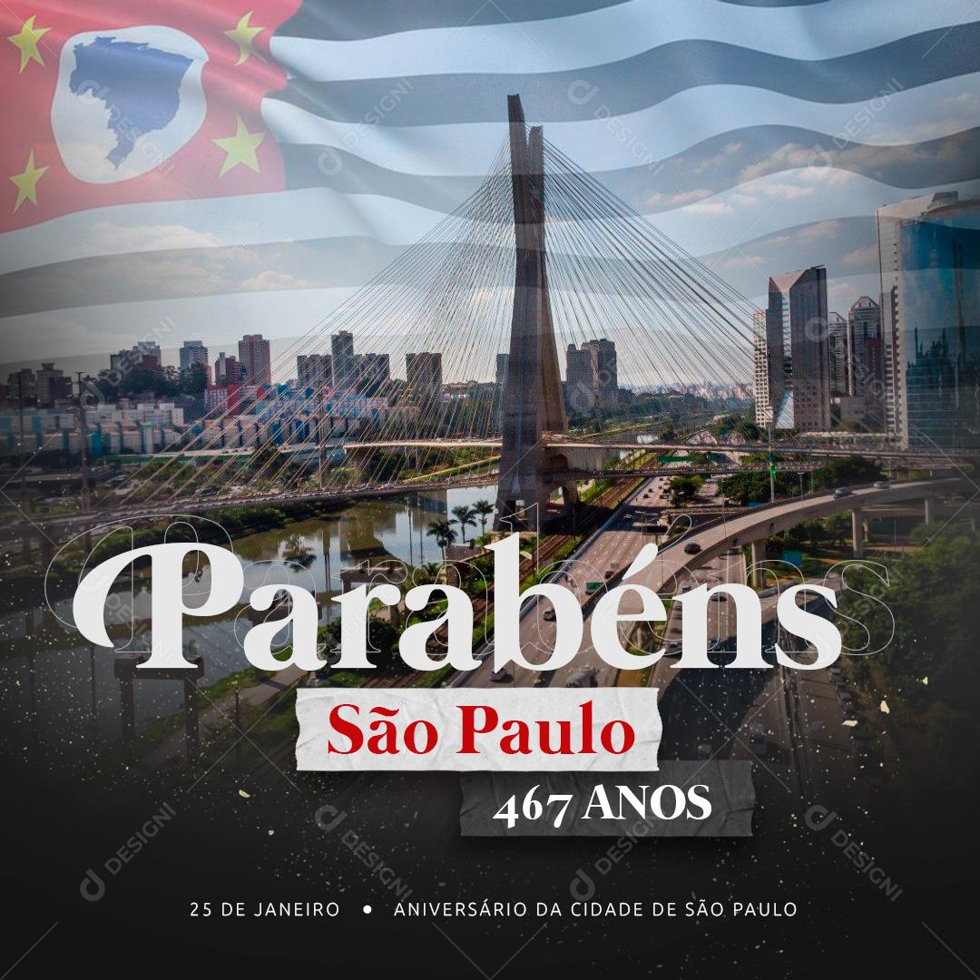 Social Media Feed Parabéns São Paulo 467 Anos PSD Editável