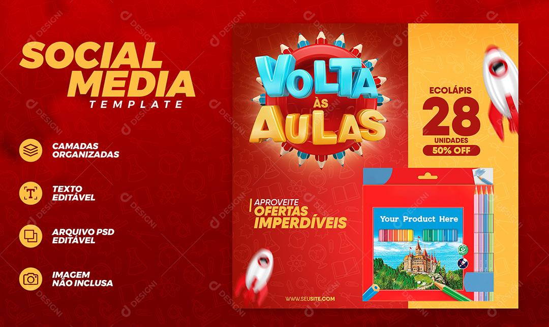 Social Media Volta Às Aulas Aproveite Ofertas Imperdíveis PSD Texto Editável