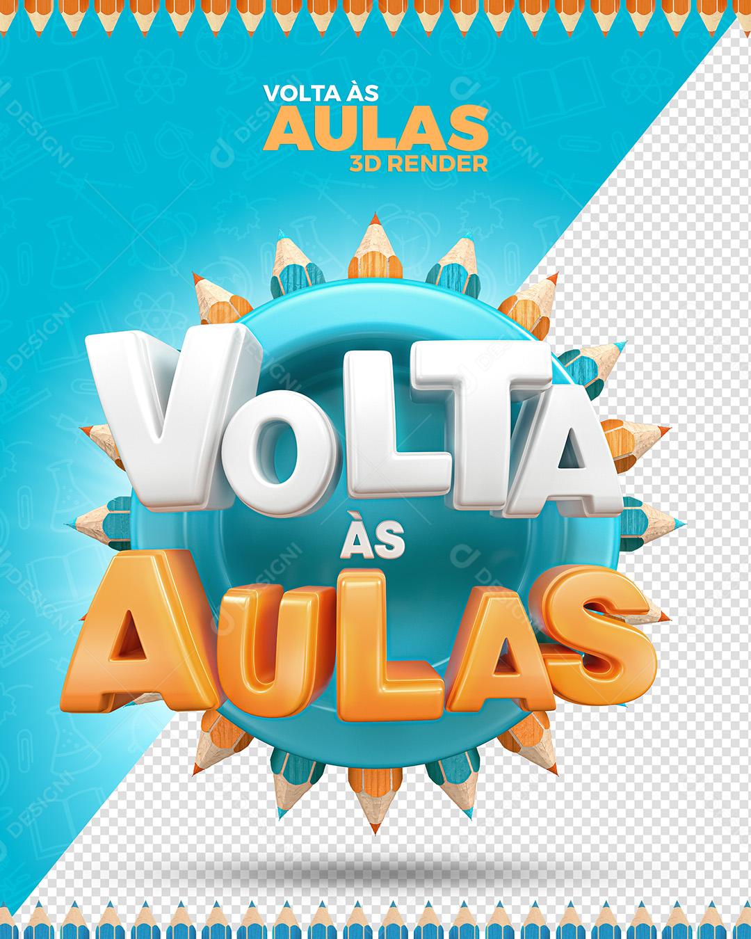 Volta Ás Aulas Branco E Amarelo Selo 3D Para Composição PSD Premium