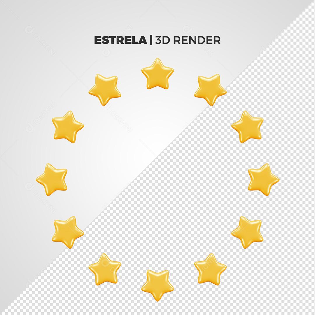 Estrela Amarela Elemento 3D Para Composição PSD Premium