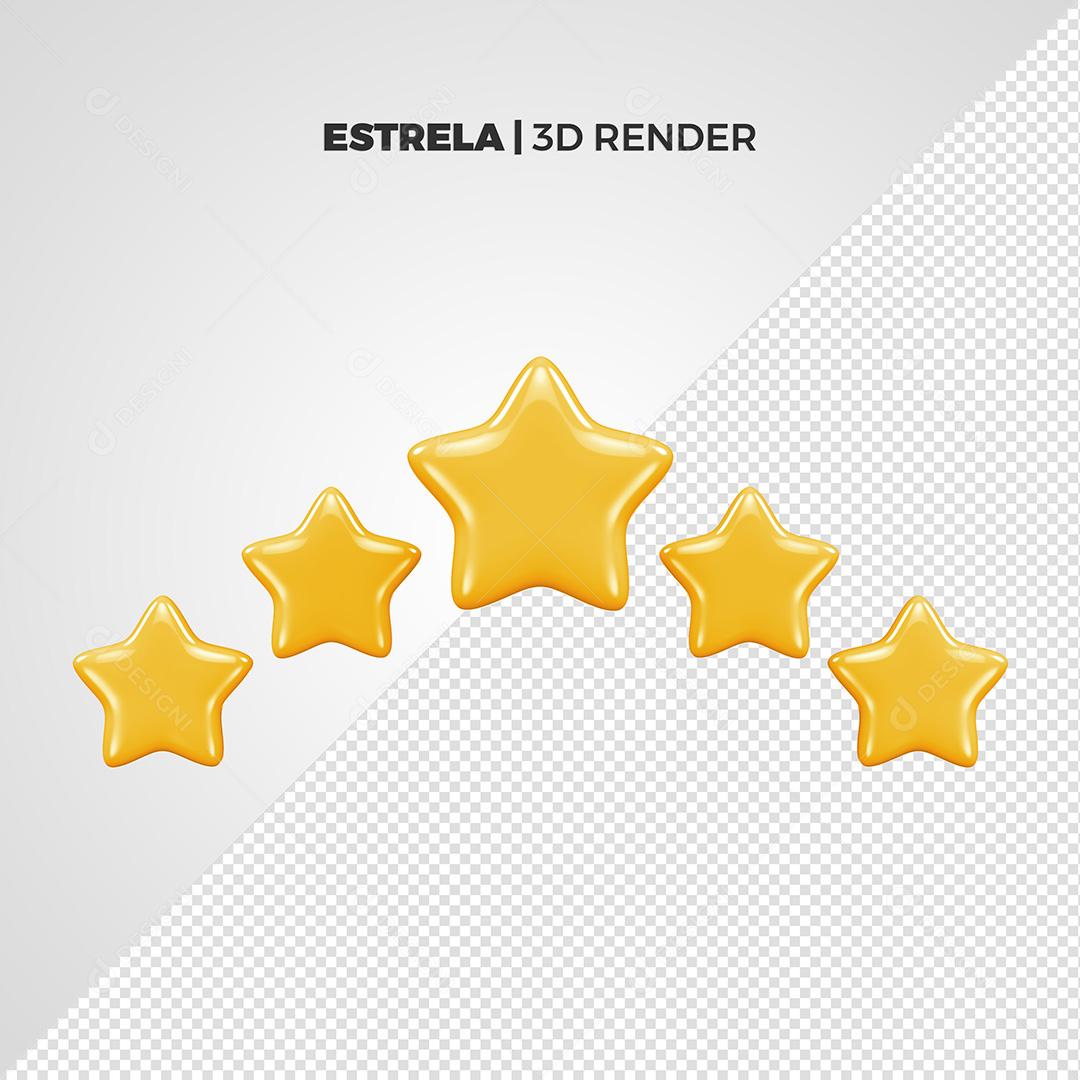 Elemento 3D Estrela Para Composição PSD Premium