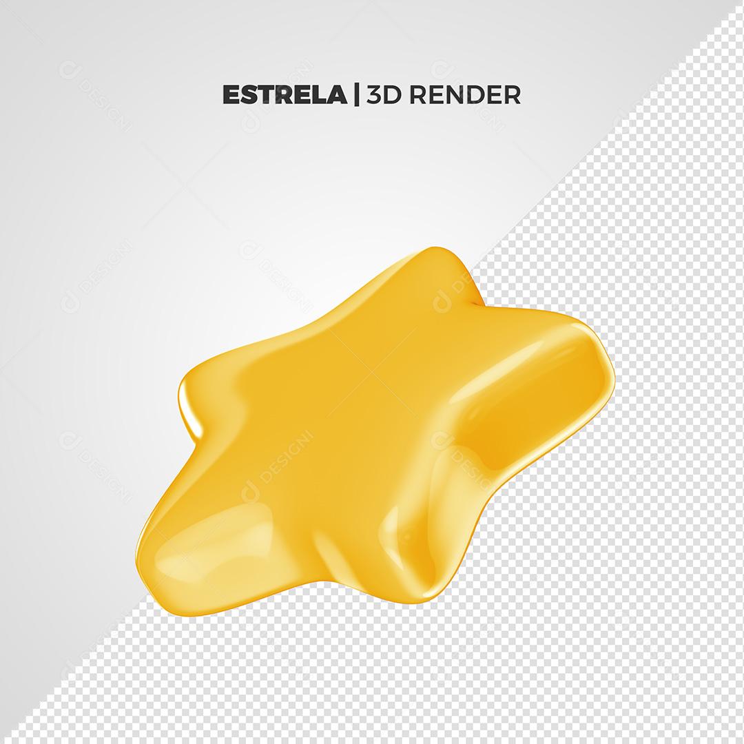 Estrela Amarela Elemento 3D Para Composição PSD Premium