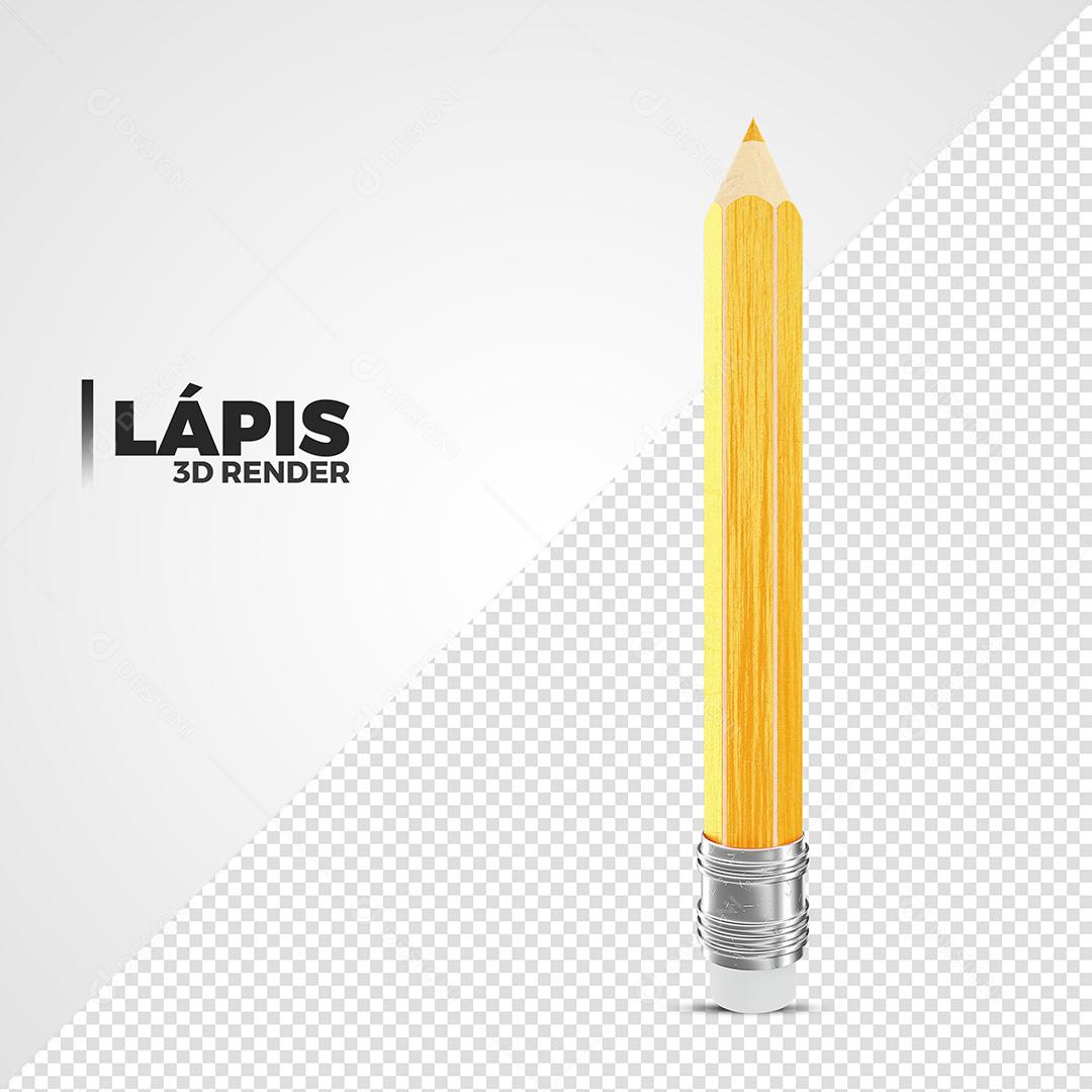 Lápis Amarelo Elemento 3D Para Composição PSD Premium