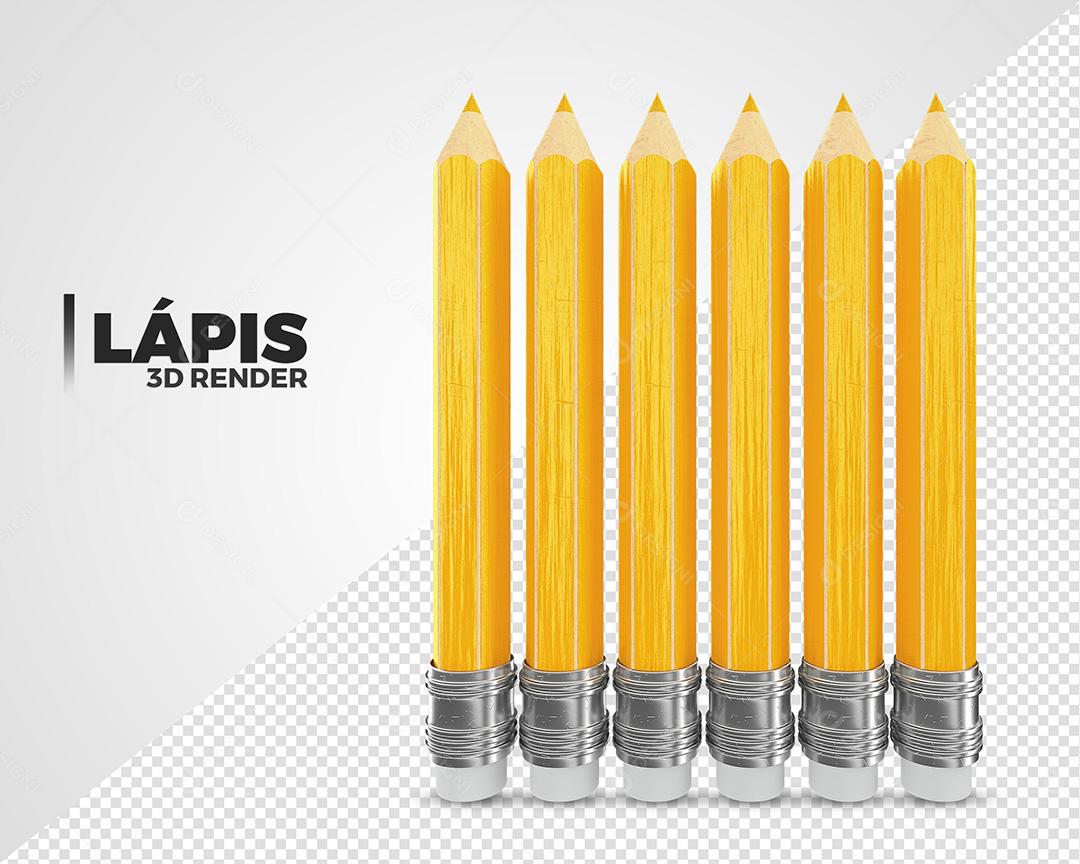 Lápis Amarelo Elemento 3D Para Composição PSD Premium
