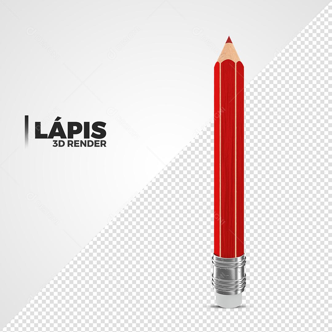 Lápis Vermelho Elemento 3D Para Composição PSD Premium