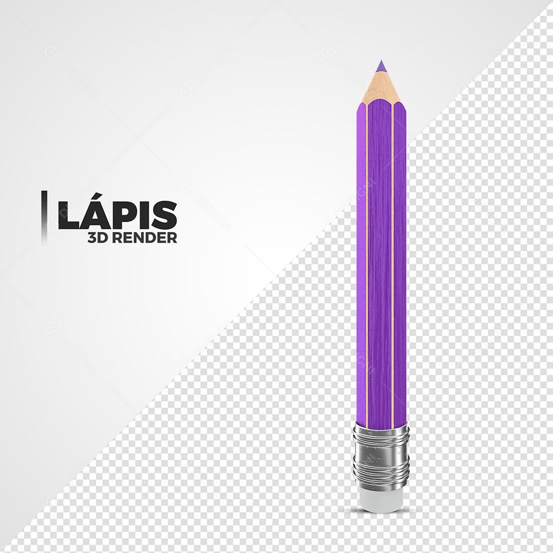 Lápis Roxo Elemento 3D Para Composição PSD Premium