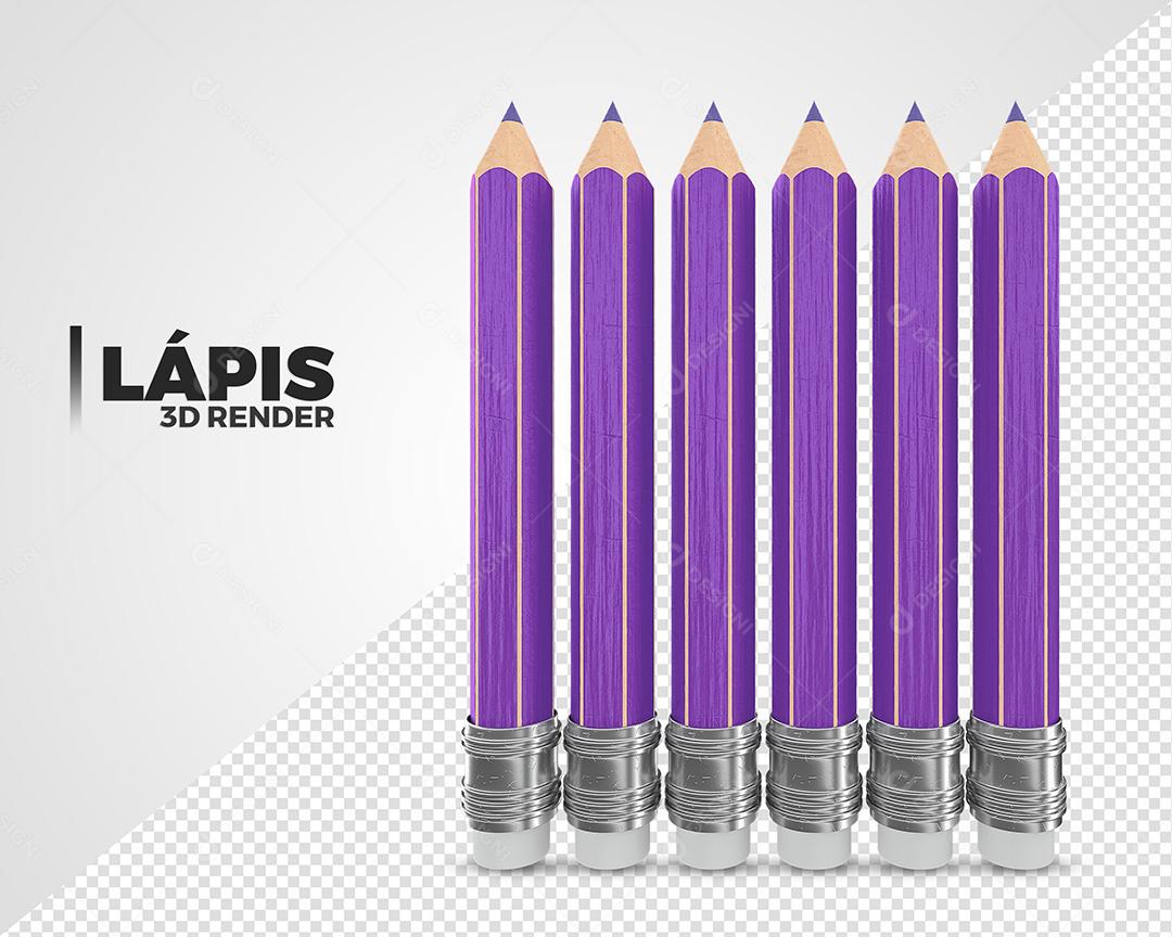 Lápis Roxo Elemento 3D Para Composição PSD Premium