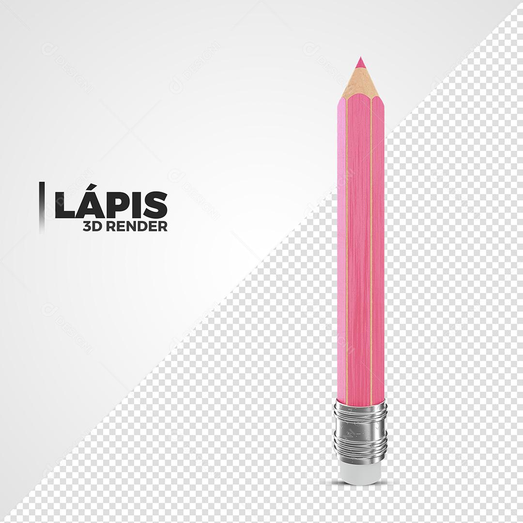 Lápis Rosa Elemento 3D Para Composição PSD Premium